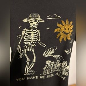 Vintage Graphic T-shirt by Peace☮️ of Mind  Skeleton “You Make Me Feel Alive”